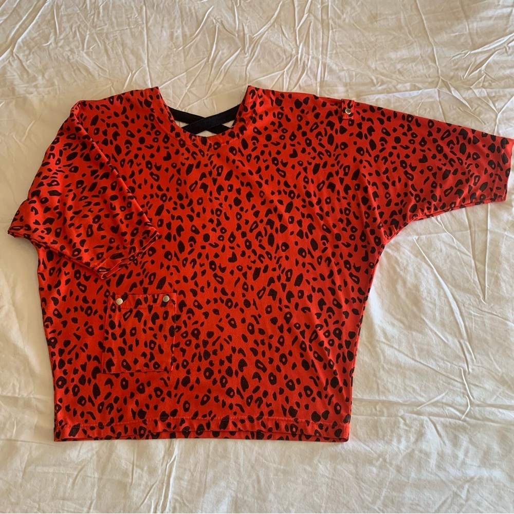 Vintage Chaus Red Leopard Print Top